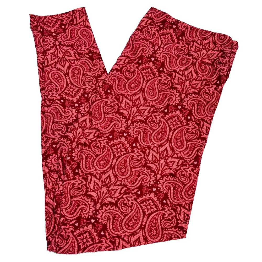 LuLaRoe‎ Womens Leggings Size TC Dark Red Hearts Paisley Floral Tall Curvy NWT